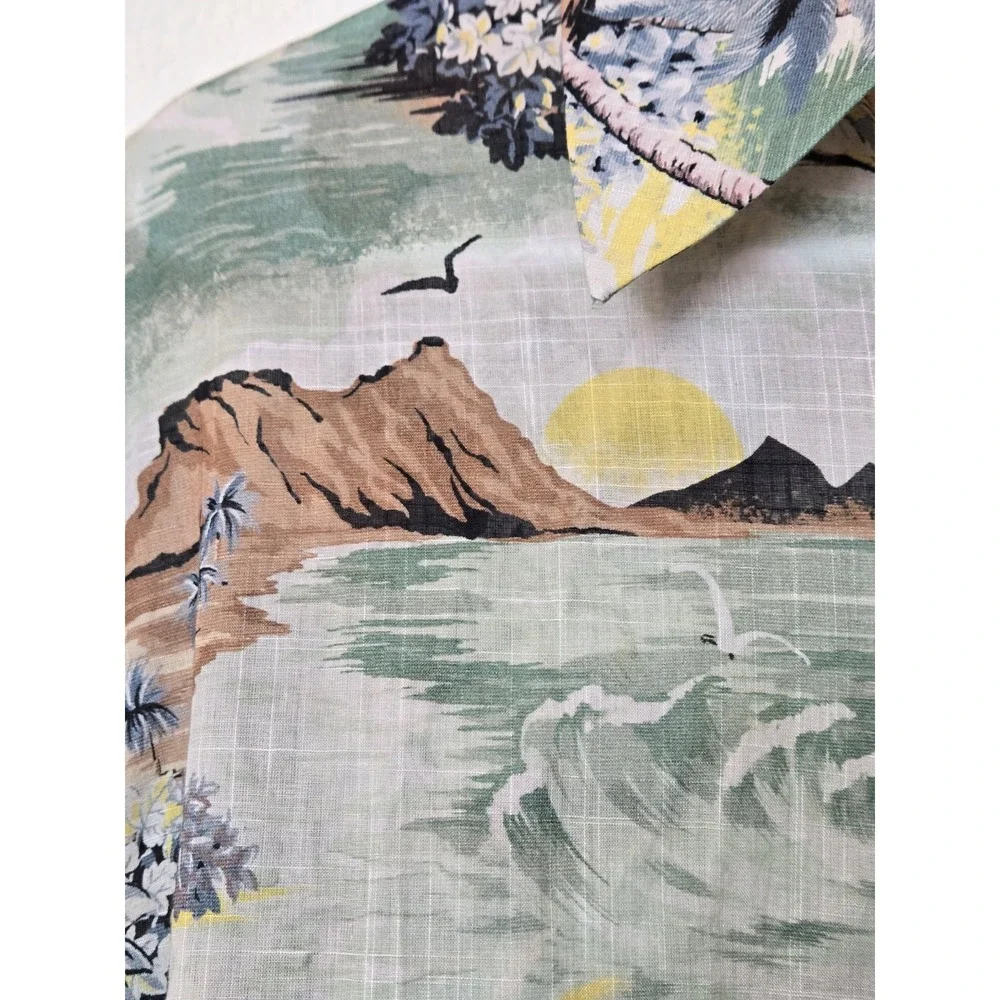 Zimmermann Vacay Shirt Short Sleeve Button Down Oversized Surf Printed Beach Med - Picture 6 of 12